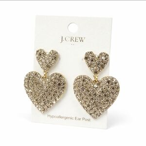 J. Crew Sparkling Gold Heart Earrings